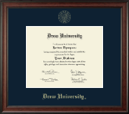 Drew University Gold Embossed Diploma Frame in Studio