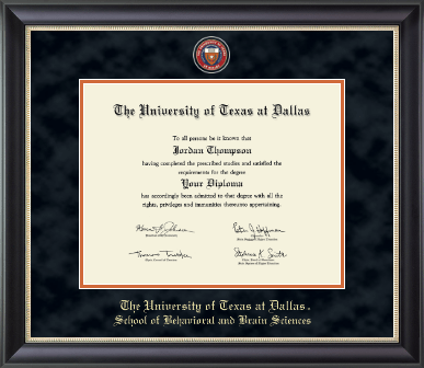 The University of Texas at Dallas diploma frame - Masterpiece Medallion Diploma Frame in Noir