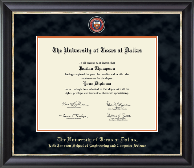 The University of Texas at Dallas diploma frame - Masterpiece Medallion Diploma Frame in Noir
