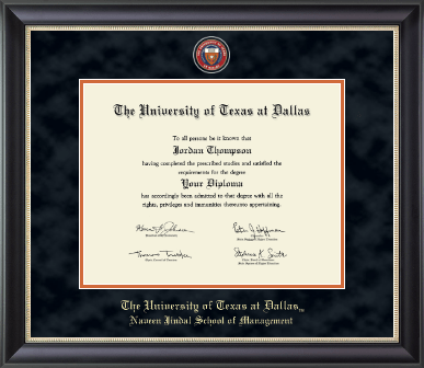 The University of Texas at Dallas diploma frame - Masterpiece Medallion Diploma Frame in Noir