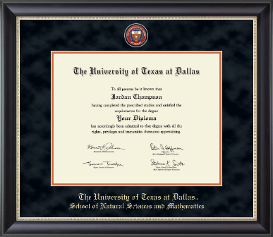 The University of Texas at Dallas diploma frame - Masterpiece Medallion Diploma Frame in Noir