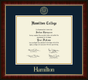 Hamilton College Gold Embossed Diploma Frame in Murano