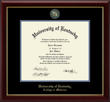 University of Kentucky diploma frame - Masterpiece Medallion Diploma Frame in Gallery