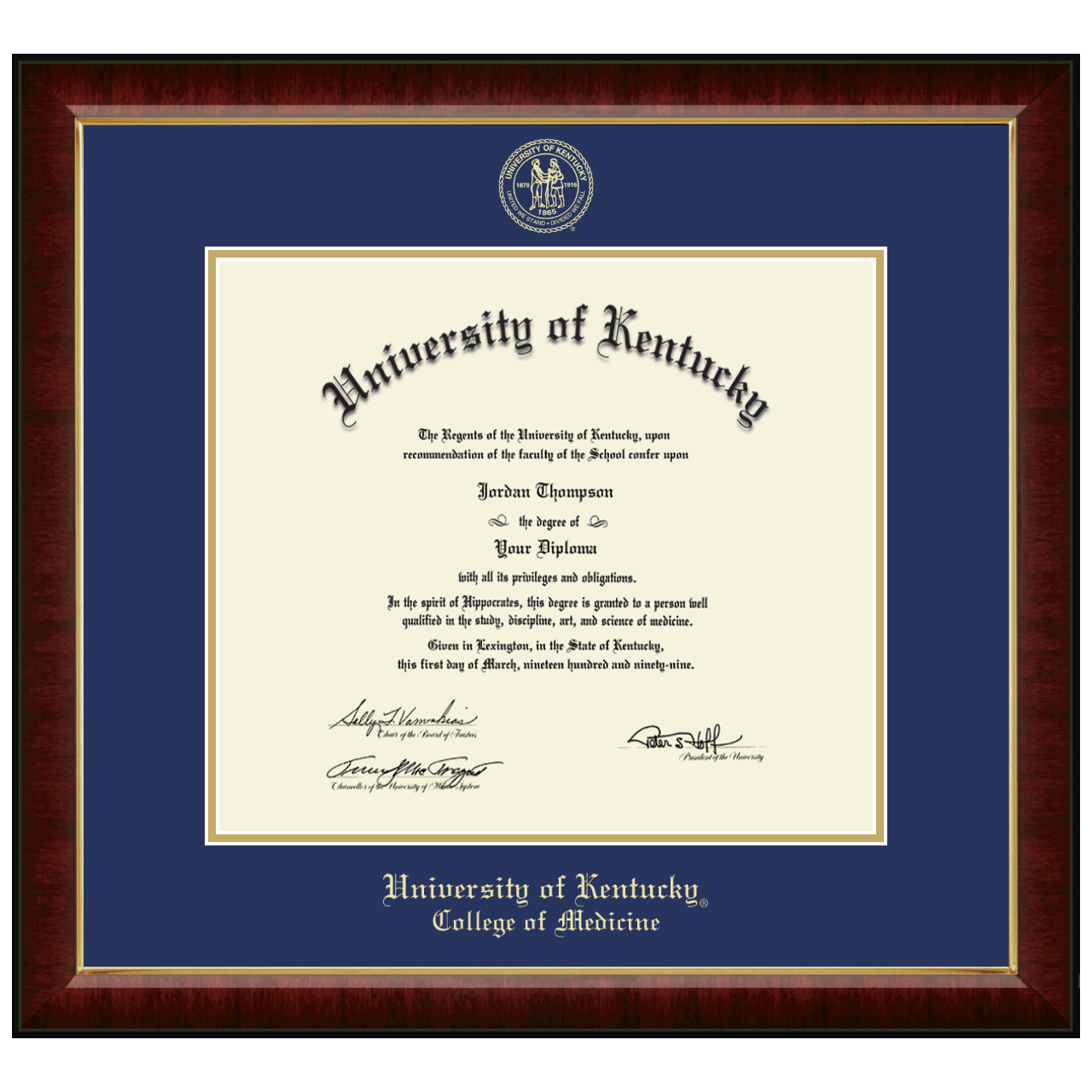 Gold Embossed Diploma Frame in Murano University of Kentucky Item 310454 from University of