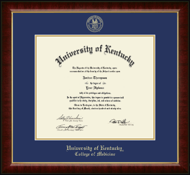 University of Kentucky diploma frame - Gold Embossed Diploma Frame in Murano
