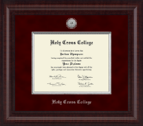 Holy Cross College Presidential Silver Engraved Diploma Frame in Premier