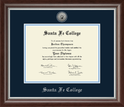 Santa Fe College diploma frame - Silver Engraved Medallion Diploma Frame in Devonshire