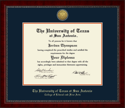 The University of Texas San Antonio diploma frame - Gold Engraved Medallion Diploma Frame in Sutton