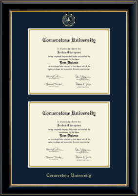 Cornerstone University diploma frame - Double Diploma Frame in Onyx Gold