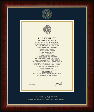 Rice University diploma frame - Gold Embossed Diploma Frame in Murano