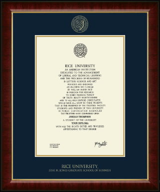 Rice University diploma frame - Gold Embossed Diploma Frame in Murano