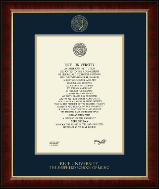 Rice University diploma frame - Gold Embossed Diploma Frame in Murano