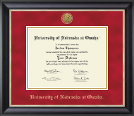 University of  Nebraska at Omaha Gold Engraved Medallion Diploma Frame in Noir