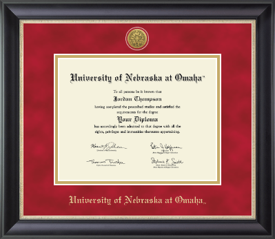 University of  Nebraska at Omaha diploma frame - Gold Engraved Medallion Diploma Frame in Noir