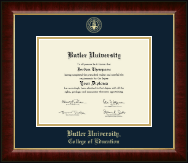 Butler University Gold Embossed Diploma Frame in Murano