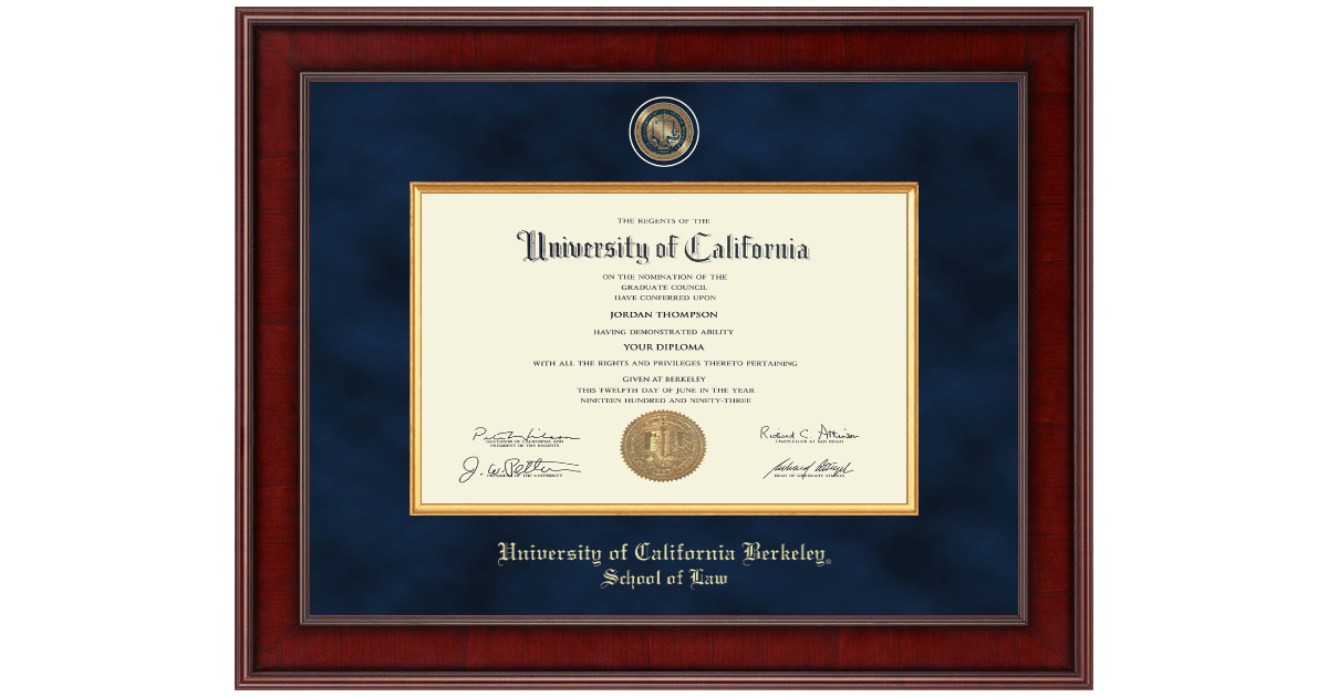 Presidential Masterpiece Diploma Frame in Jefferson University of California Berkeley Item