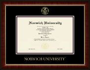 Norwich University Gold Embossed Diploma Frame in Murano