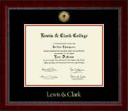 Lewis & Clark College Gold Engraved Medallion Diploma Frame in Sutton