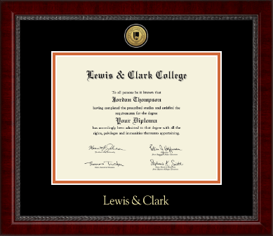 Lewis & Clark College diploma frame - Gold Engraved Medallion Diploma Frame in Sutton