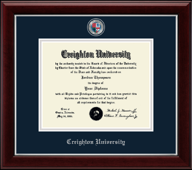 Creighton University diploma frame - Masterpiece Medallion Diploma Frame in Gallery Silver