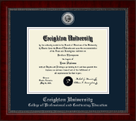 Creighton University diploma frame - Silver Engraved Medallion Diploma Frame in Sutton