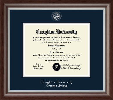 Creighton University diploma frame - Silver Embossed Diploma Frame in Devonshire
