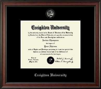 Creighton University diploma frame - Silver Embossed Diploma Frame in Studio