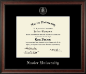 Xavier University Silver Embossed Diploma Frame in Studio