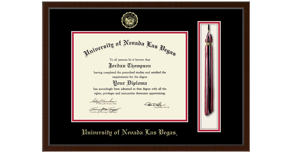 Tassel & Cord Diploma Frame in Delta University of Nevada Las Vegas ...