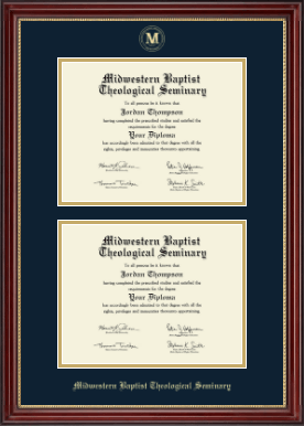 Midwestern Baptist Theological Seminary diploma frame - Double Diploma Frame in Kensington Gold