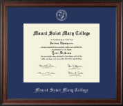 Mount Saint Mary College diploma frame - Silver Embossed Diploma Frame in Studio