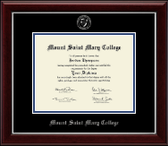 Mount Saint Mary College Silver Embossed Diploma Frame in Gallery Silver