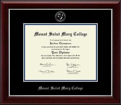 Mount Saint Mary College diploma frame - Silver Embossed Diploma Frame in Gallery Silver