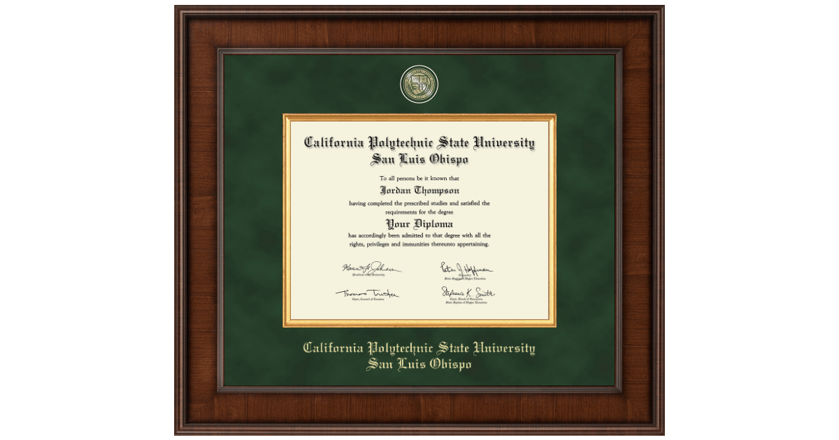 Cal Poly San Luis Obispo Diploma Frame Church Hill Classics