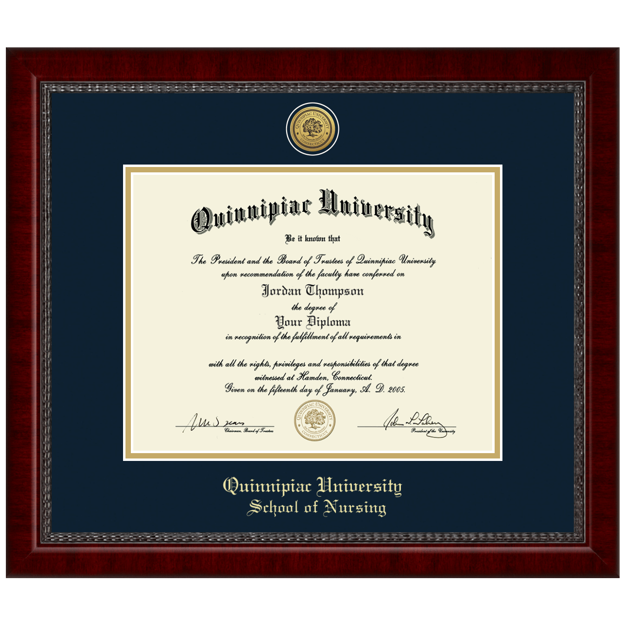 Gold Engraved Medallion Diploma Frame in Sutton Quinnipiac University