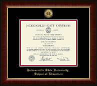 Jacksonville State University Gold Engraved Medallion Diploma Frame in Murano