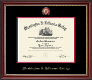 Washington & Jefferson College Masterpiece Medallion Diploma Frame in Kensington Gold