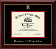 Washington & Jefferson College Gold Embossed Diploma Frame in Gallery