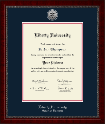 Liberty University diploma frame - Silver Engraved Medallion Diploma Frame in Sutton