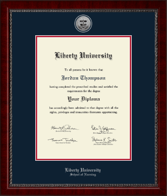 Liberty University diploma frame - Silver Engraved Medallion Diploma Frame in Sutton