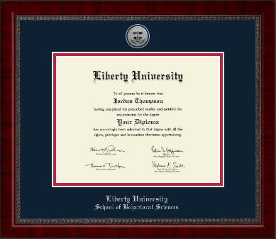 Liberty University diploma frame - Silver Engraved Medallion Diploma Frame in Sutton