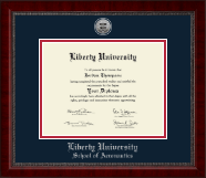 Liberty University Silver Engraved Medallion Diploma Frame in Sutton