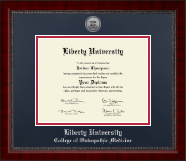 Liberty University diploma frame - Silver Engraved Medallion Diploma Frame in Sutton