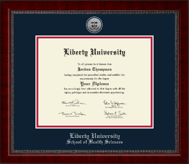 Liberty University diploma frame - Silver Engraved Medallion Diploma Frame in Sutton