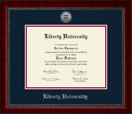 Liberty University Silver Engraved Medallion Diploma Frame in Sutton