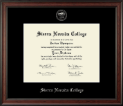 Sierra Nevada College Silver Embossed Diploma Frame in Studio