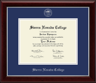 Sierra Nevada College Silver Embossed Diploma Frame in Gallery Silver
