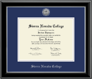 Sierra Nevada College diploma frame - Silver Engraved Medallion Diploma Frame in Onyx Silver