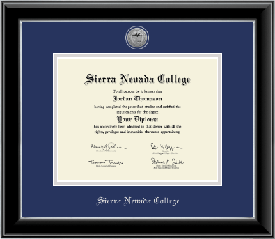 Sierra Nevada College diploma frame - Silver Engraved Medallion Diploma Frame in Onyx Silver