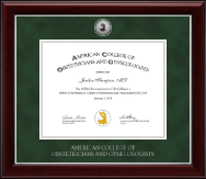 American College of Obstetricians & Gynecologists Silver Engraved Medallion Certificate Frame in Gallery Silver